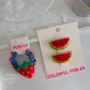 New cute and fun watermelon pair, bye-bye clip, children's Korean-style broken bangs clip, denim small intestine strawberry hair band and hair accessory Specification image